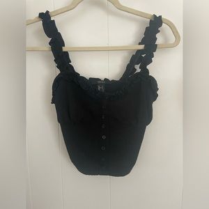 Lightly worn cute black fringe tank top